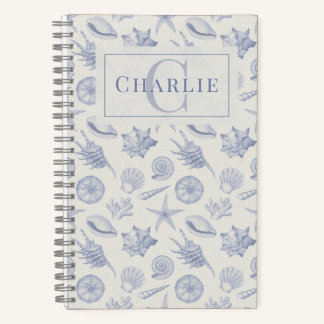 Coastal Seashell Sketch | Custom Monogram Pet Notebook