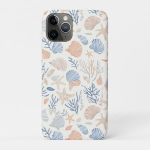 Coastal Seashell Starfish Blue Peach Cream Case-Mate iPhone Case