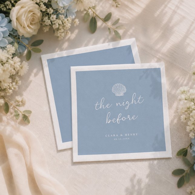 Coastal Seashell The Night Before Rehearsal Dinner Napkin (Creator Uploaded)