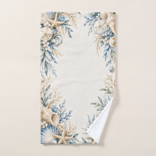 Coastal Seashell Watercolour Hand Towel