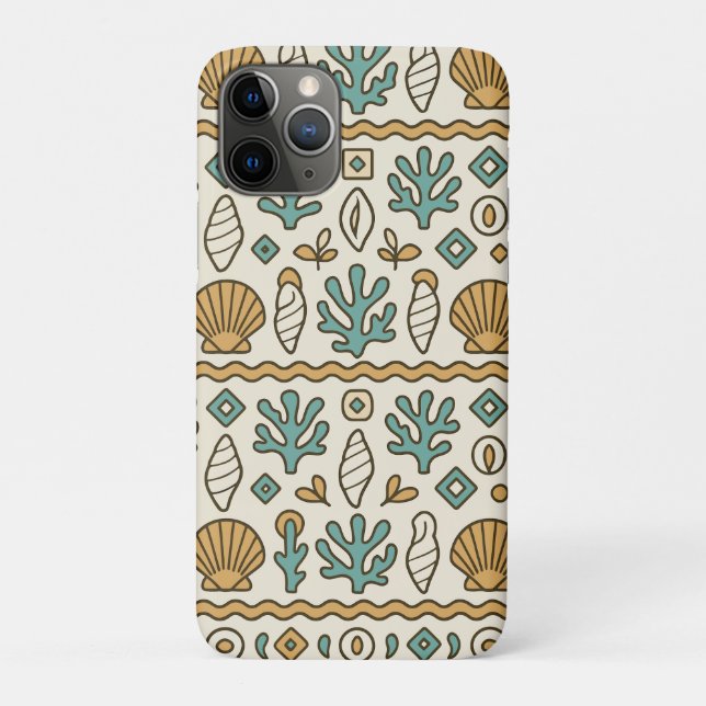 Coastal Seashells and Coral Scandinavian Folk Patt Case-Mate iPhone Case (Back)