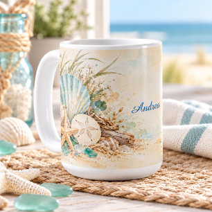 Coastal Seashells & Sea Glass Coffee Mug