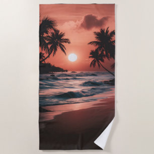 Coastal seaside beach sunset towel