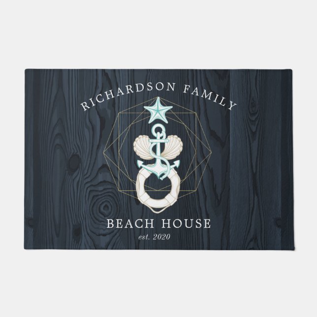 coastal seaside turquoise monogram  doormat (Front)