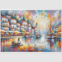Coastal seaside villas Decoupage