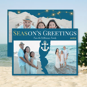 Coastal Season's Greetings Christmas Holiday Photo Card