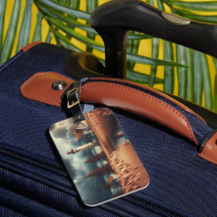 Coastal Serenity: Lighthouse and Rowboat Luggage Tag