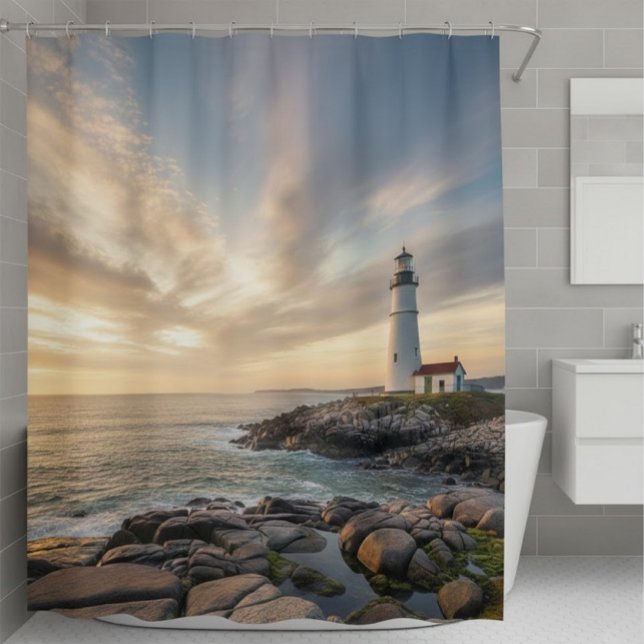 Coastal Serenity Lighthouse Shower Curtain (Creator Uploaded)