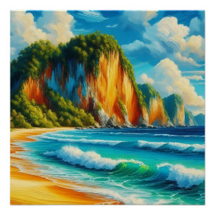 Coastal Serenity Majestic Cliffs & Tranquil Shores Poster