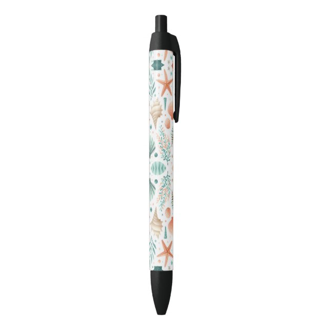 Coastal Shell Art Black Ink Pen (Bottom (Vertical))