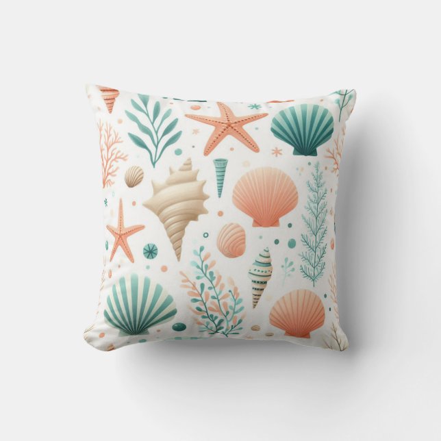 Coastal Shell Art Cushion (Front)