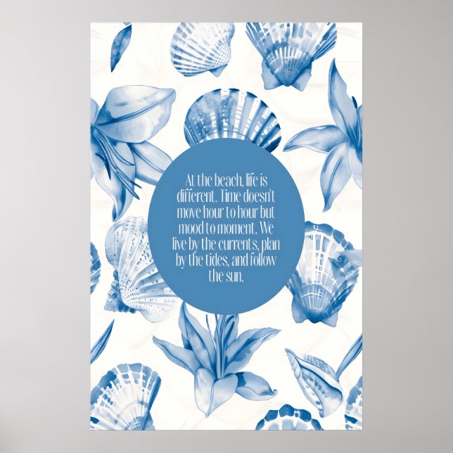 Coastal Shell Art Print Inspirational Beach House (Front)