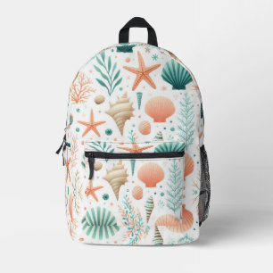 Coastal Shell Art Printed Backpack