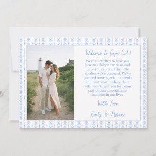 Coastal Shell Blue Wedding Welcome Bag Card Photo