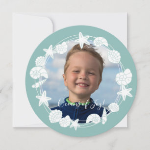 Coastal Shell Christmas Wreath Photo Card
