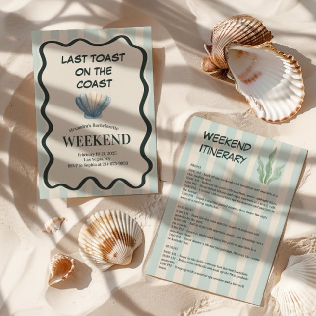 Coastal Shell Seafoam Bachelorette Bash Invitation (Creator Uploaded)