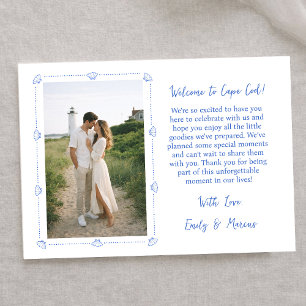 Coastal Shell Wedding Welcome Bag Card with Photo
