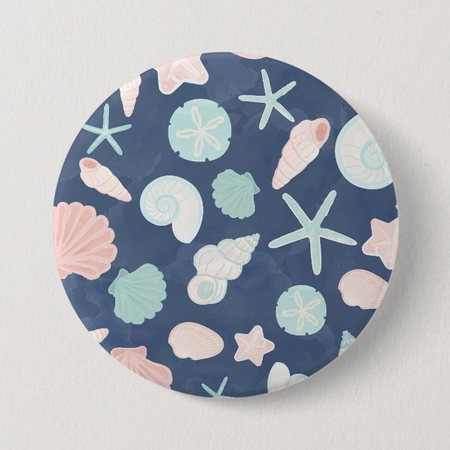 Coastal Shells Beach & Ocean Design 7.5 Cm Round Badge (Front)