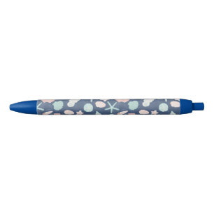 Coastal Shells Beach & Ocean Design Black Ink Pen