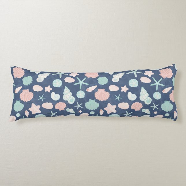 Coastal Shells Beach & Ocean Design Body Cushion (Front)