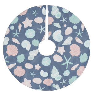 Coastal Shells Beach & Ocean Design Brushed Polyester Tree Skirt