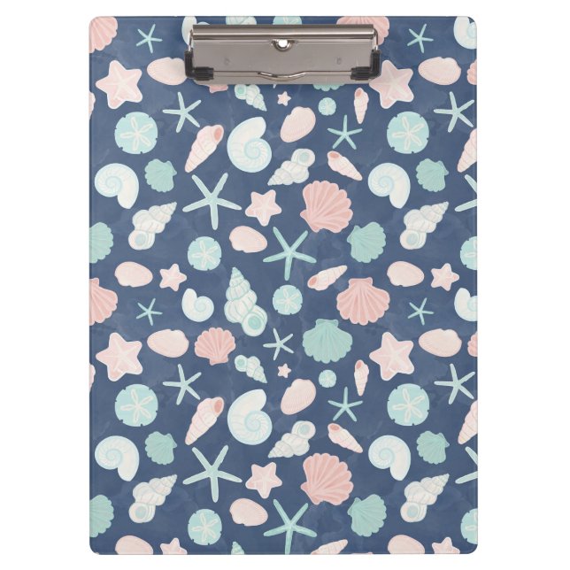 Coastal Shells Beach & Ocean Design Clipboard (Front)