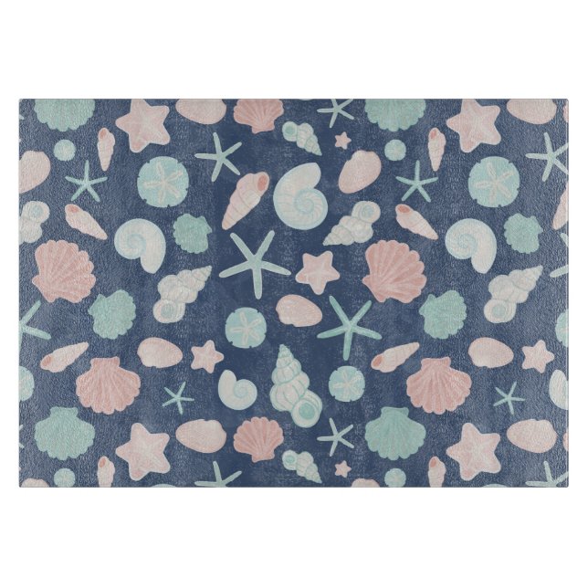 Coastal Shells Beach & Ocean Design Cutting Board (Front)