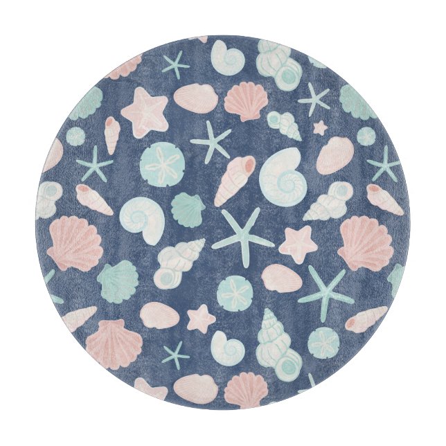 Coastal Shells Beach & Ocean Design Cutting Board (Front)