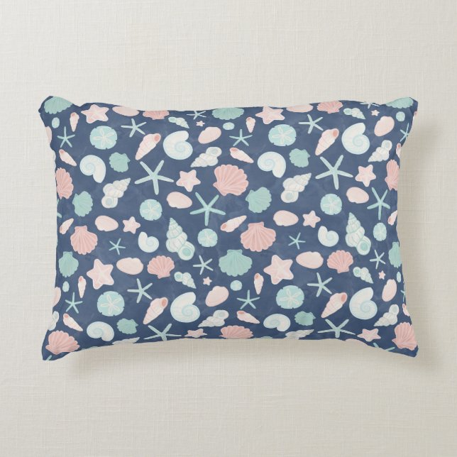 Coastal Shells Beach & Ocean Design Decorative Cushion (Front)