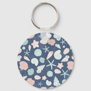 Coastal Shells Beach & Ocean Design Key Ring