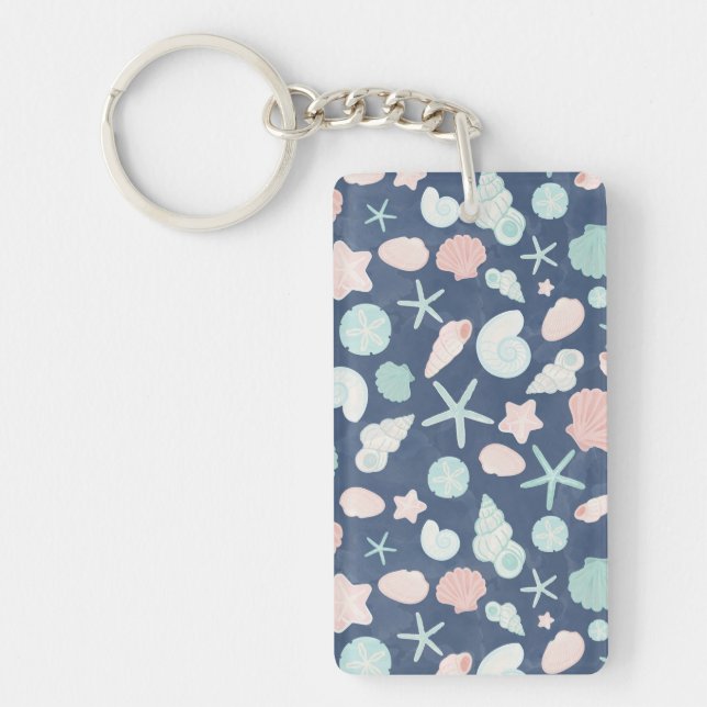 Coastal Shells Beach & Ocean Design Key Ring (Front)