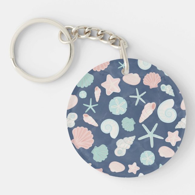 Coastal Shells Beach & Ocean Design Key Ring (Front)