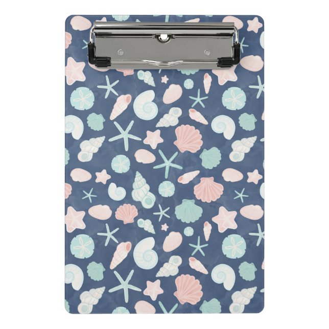 Coastal Shells Beach & Ocean Design Mini Clipboard (Front)