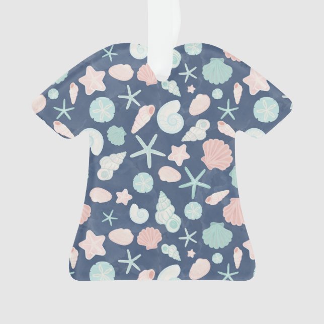 Coastal Shells Beach & Ocean Design Ornament (Front)