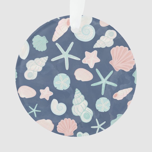 Coastal Shells Beach & Ocean Design Ornament (Front)