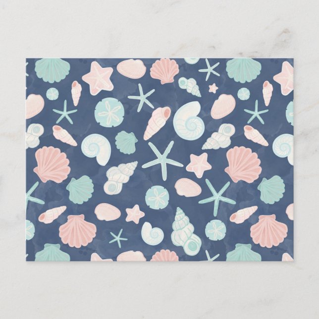 Coastal Shells Beach & Ocean Design Postcard (Front)
