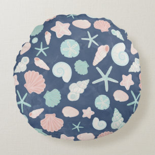 Coastal Shells Beach & Ocean Design Round Cushion