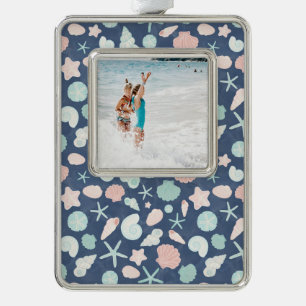 Coastal Shells Beach & Ocean Design Silver Plated Framed Ornament