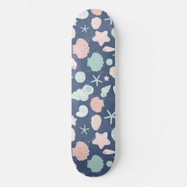 Coastal Shells Beach & Ocean Design Skateboard (Front)