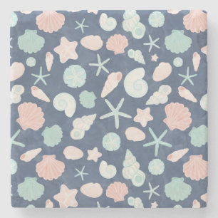 Coastal Shells Beach & Ocean Design Stone Coaster