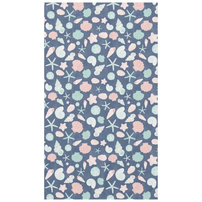 Coastal Shells Beach & Ocean Design Tablecloth (Front)