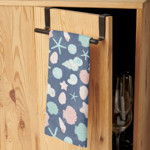 Coastal Shells Beach & Ocean Design Tea Towel
