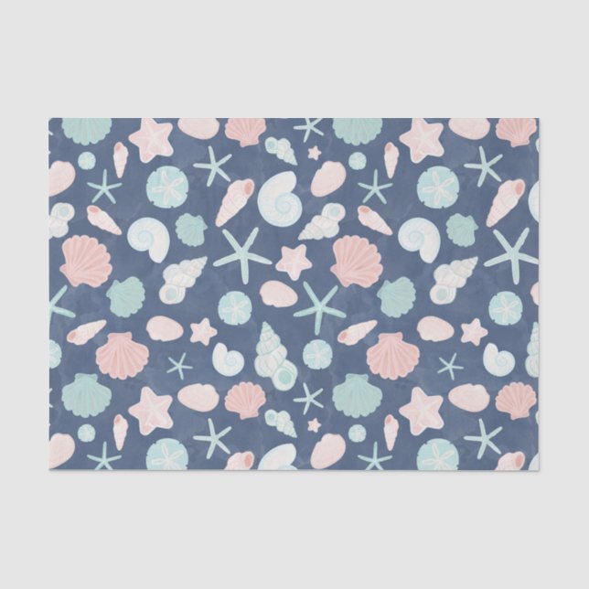 Coastal Shells Beach & Ocean Design Tissue Paper (Front)