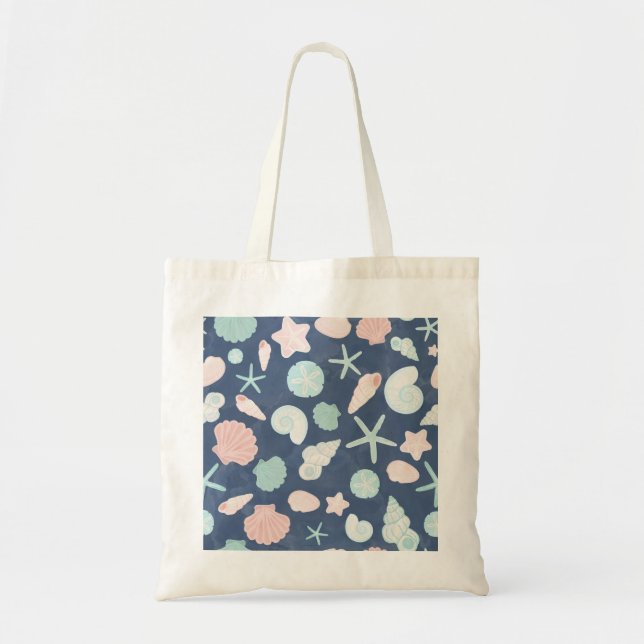 Coastal Shells Beach & Ocean Design Tote Bag (Front)