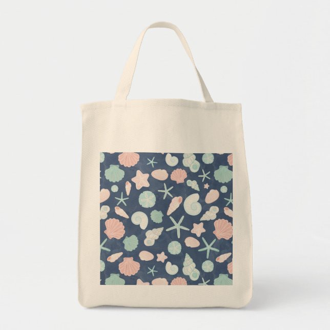 Coastal Shells Beach & Ocean Design Tote Bag (Front)