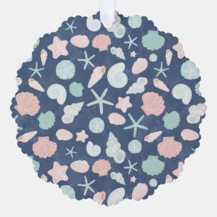 Coastal Shells Beach & Ocean Design Tree Decoration Card