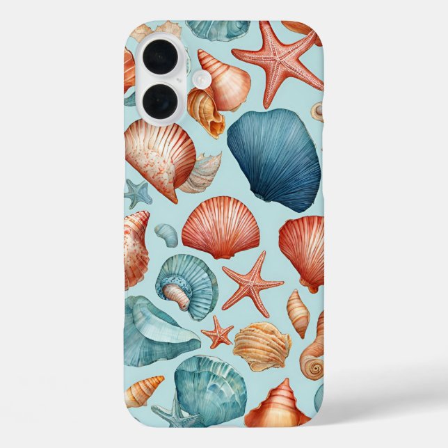 Coastal Shells & Starfish Pattern Case-Mate iPhone Case (Back)