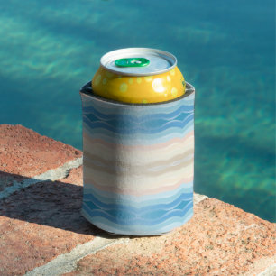 Coastal Shoreline Salty Wavy Repeat Pattern  Can Cooler