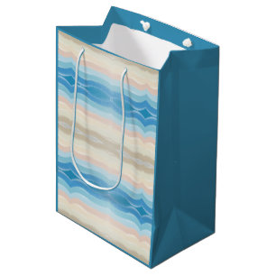 Coastal Shoreline Salty Wavy Repeat Pattern  Medium Gift Bag