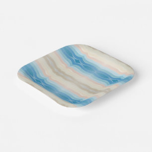 Coastal Shoreline Salty Wavy Repeat Pattern Paper Plate